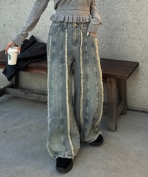 nemne store（ネンネストア）の「フリルフリンジデニムパンツ（デニムパンツ）」