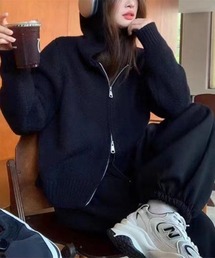 ニットジップパーカー