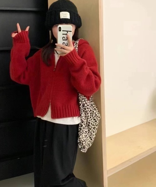 Lips（リップス）の「ニットジップパーカー（パーカー・レディース・ホワイト/ブラック・FREE）」の11枚目の写真