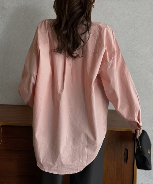 Eclat one(エクラワン)の「【Eclat one】ルーズフィット レギュラーカラー ドロップショルダー シャツ(シャツ/ブラウス・レディース・ブルー/ピンク/ホワイト・FREE)」の14枚目の写真