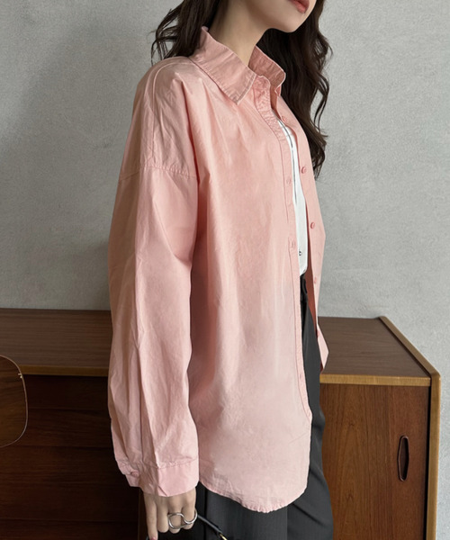 Eclat one(エクラワン)の「【Eclat one】ルーズフィット レギュラーカラー ドロップショルダー シャツ(シャツ/ブラウス・レディース・ブルー/ピンク/ホワイト・FREE)」の15枚目の写真