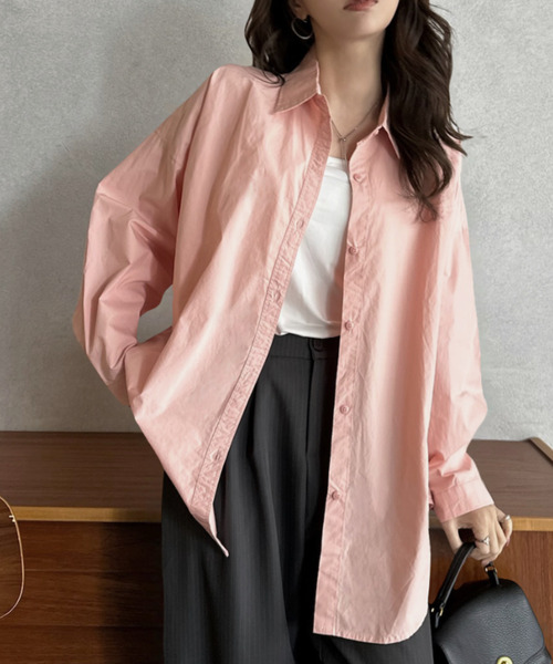 Eclat one(エクラワン)の「【Eclat one】ルーズフィット レギュラーカラー ドロップショルダー シャツ(シャツ/ブラウス・レディース・ブルー/ピンク/ホワイト・FREE)」の13枚目の写真