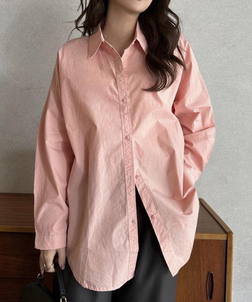 Eclat one(エクラワン)の「【Eclat one】ルーズフィット レギュラーカラー ドロップショルダー シャツ(シャツ/ブラウス・レディース・ブルー/ピンク/ホワイト・FREE)」の5枚目の写真