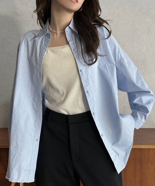 Eclat one(エクラワン)の「【Eclat one】ルーズフィット レギュラーカラー ドロップショルダー シャツ(シャツ/ブラウス・レディース・ブルー/ピンク/ホワイト・FREE)」の8枚目の写真