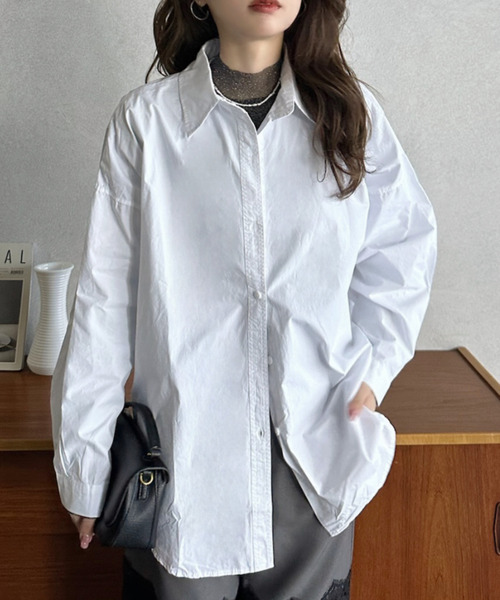 Eclat one(エクラワン)の「【Eclat one】ルーズフィット レギュラーカラー ドロップショルダー シャツ(シャツ/ブラウス・レディース・ブルー/ピンク/ホワイト・FREE)」の18枚目の写真