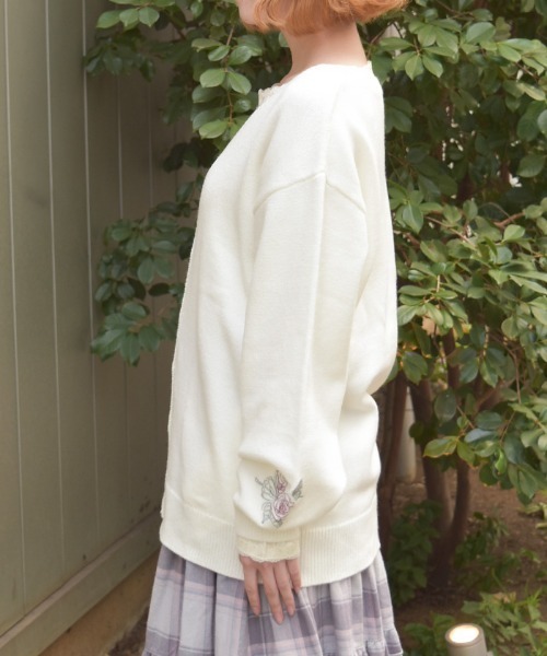 axes femme（アクシーズファム）の「薔薇×蝶刺繍ロングカーディガン（テーラードジャケット・レディース・ホワイト/モカ/グリーン・FREE）」の19枚目の写真