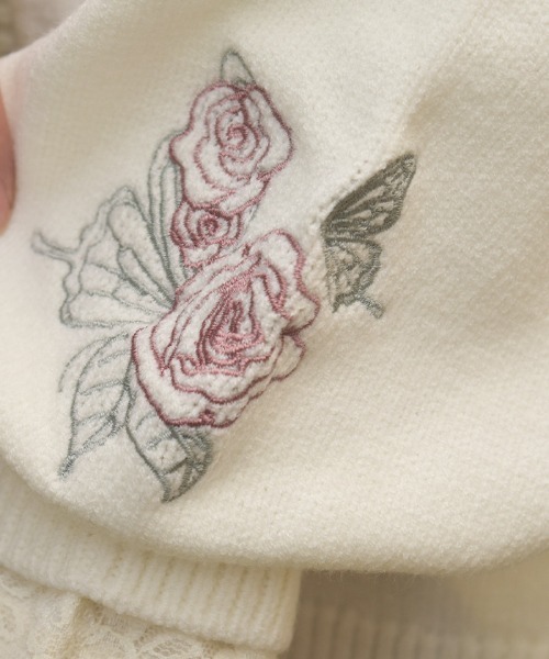 axes femme（アクシーズファム）の「薔薇×蝶刺繍ロングカーディガン（テーラードジャケット・レディース・ホワイト/モカ/グリーン・FREE）」の21枚目の写真