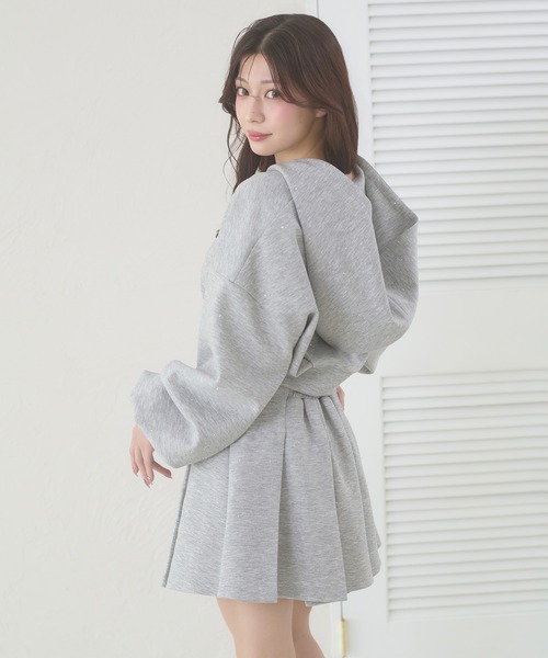 Ambre Neige（アンブルネージュ）の「rhinestone w zip hoodie / ラインストーンWジップパーカー（パーカー・レディース・杢グレー/ブラック・FREE）」の18枚目の写真