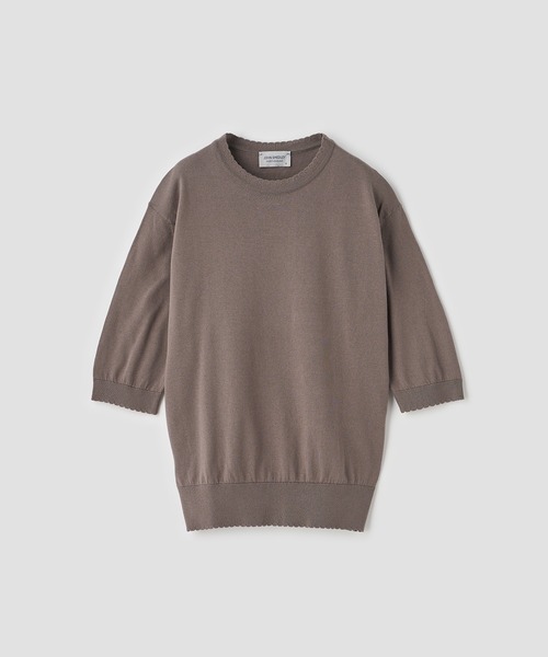 JOHN SMEDLEY(ジョンスメドレー)の「コットンスカラップ半袖ニットプルオーバー(ニット/セーター・レディース・ベージュ系5・S/M)」の1枚目の写真