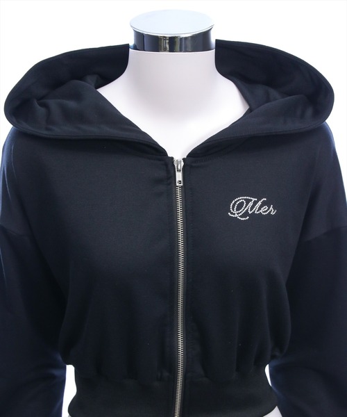 clear（クリア）の「ワンポイントラインストーンパーカー(セット可)[カジュアル 着回し抜群 大人]≪新作≫（パーカー・レディース・ブラック/グレー・F）」の17枚目の写真