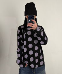TANSANMAGNESIUM（タンサン マグネシウム）の「ドットパターンロングスリーブ（ブラック/グレー）（Tシャツ/カットソー）」