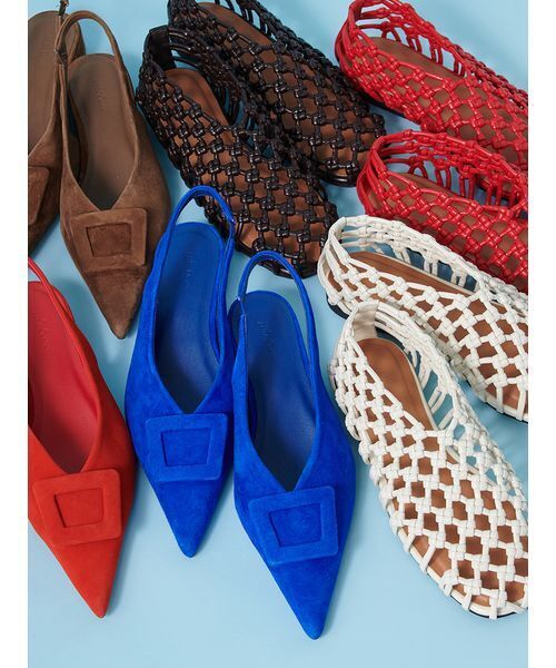 Mila Owen（ミラオーウェン）の「メッシュバレエ（バレエシューズ・レディース・アイボリー/ダークブラウン/レッド・38/37/36）」の5枚目の写真