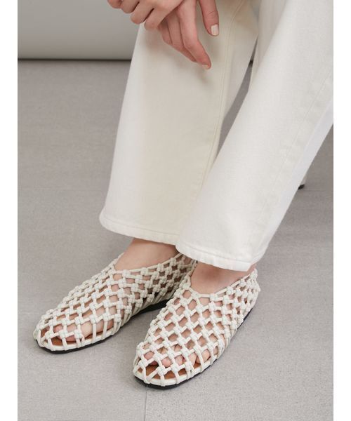 Mila Owen（ミラオーウェン）の「メッシュバレエ（バレエシューズ・レディース・アイボリー/ダークブラウン/レッド・38/37/36）」の18枚目の写真