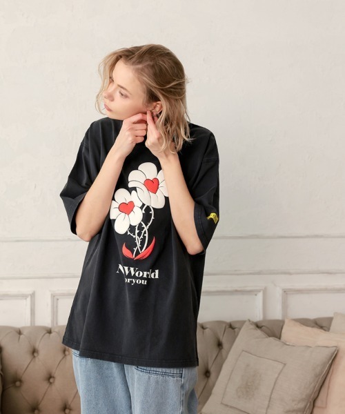 STYLISE（スタイライズ）の「【MATATABI】flower TEE / ブラック [MTTB-T-006]（Tシャツ/カットソー・メンズ・ブラック・M/L）」の4枚目の写真
