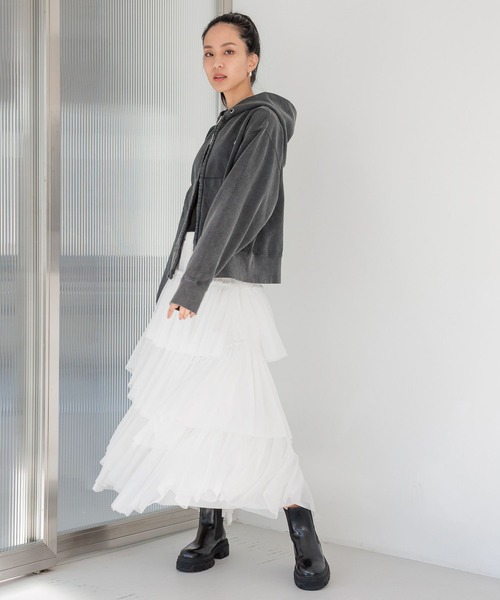 BAYFLOW(ベイフロー)の「【HEREIAM】デコラティブスカート(スカート・レディース・オフホワイト/ブラック・FREE)」の4枚目の写真