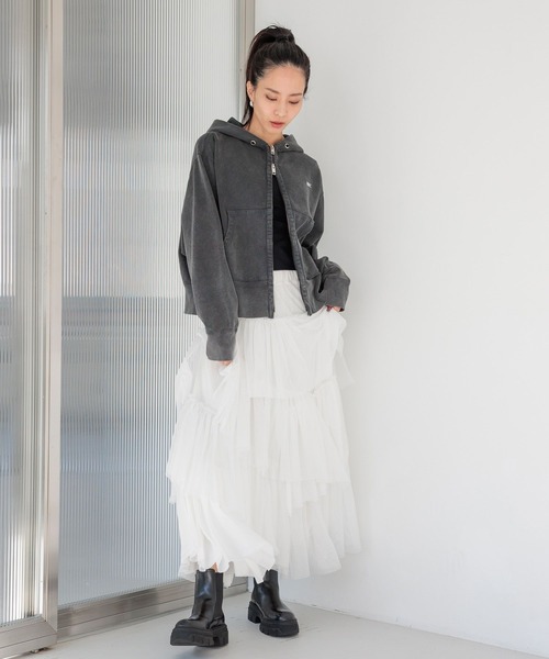 BAYFLOW(ベイフロー)の「【HEREIAM】デコラティブスカート(スカート・レディース・オフホワイト/ブラック・FREE)」の5枚目の写真