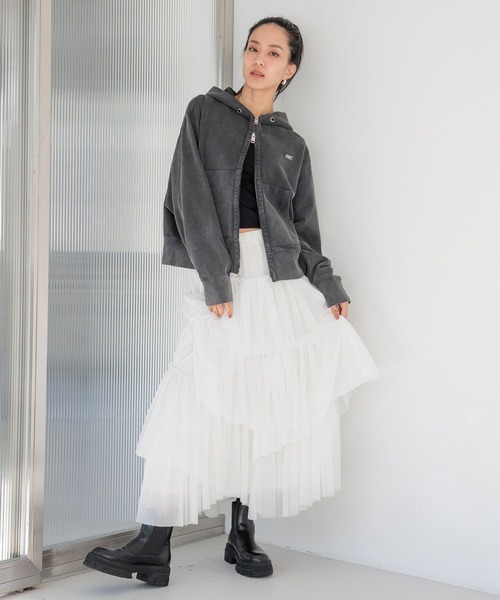BAYFLOW(ベイフロー)の「【HEREIAM】デコラティブスカート(スカート・レディース・オフホワイト/ブラック・FREE)」の6枚目の写真