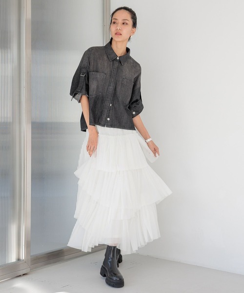 BAYFLOW(ベイフロー)の「【HEREIAM】デコラティブスカート(スカート・レディース・オフホワイト/ブラック・FREE)」の8枚目の写真