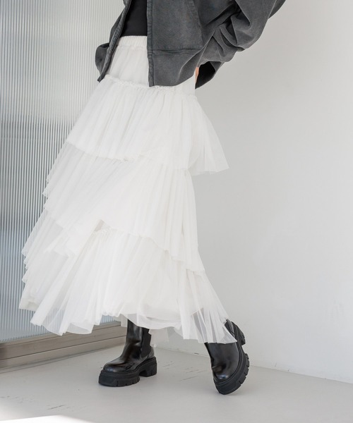 BAYFLOW(ベイフロー)の「【HEREIAM】デコラティブスカート(スカート・レディース・オフホワイト/ブラック・FREE)」の9枚目の写真