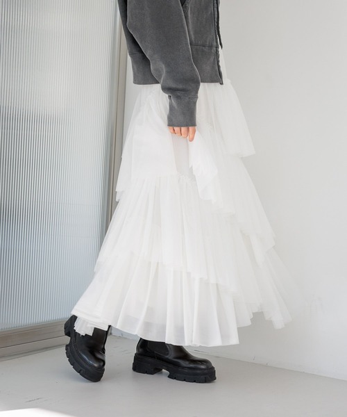 BAYFLOW(ベイフロー)の「【HEREIAM】デコラティブスカート(スカート・レディース・オフホワイト/ブラック・FREE)」の10枚目の写真