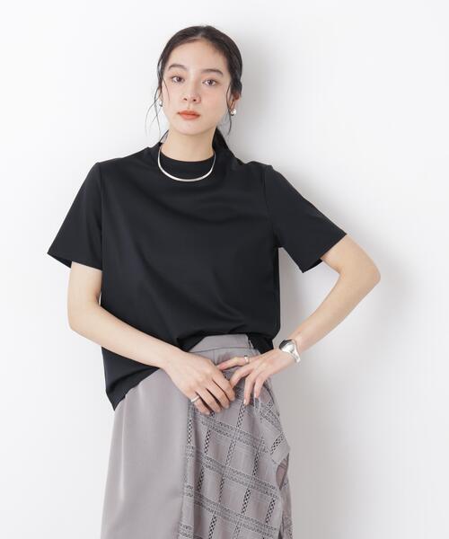 NANO universe(ナノユニバース)の「DressT/シルケットスムースモックネックTシャツ(Tシャツ/カットソー・レディース・ホワイト/ブラック/グレー系その他4・M/S)」の5枚目の写真