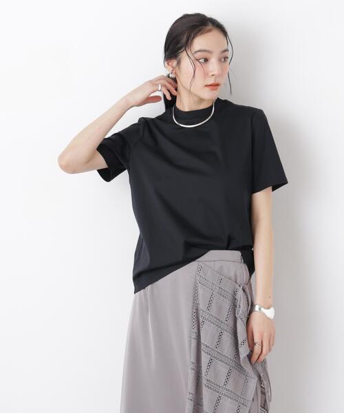 NANO universe(ナノユニバース)の「DressT/シルケットスムースモックネックTシャツ(Tシャツ/カットソー・レディース・ホワイト/ブラック/グレー系その他4・M/S)」の6枚目の写真