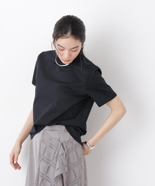 NANO universe(ナノユニバース)の「DressT/シルケットスムースモックネックTシャツ(Tシャツ/カットソー・レディース・ホワイト/ブラック/グレー系その他4・M/S)」の7枚目の写真