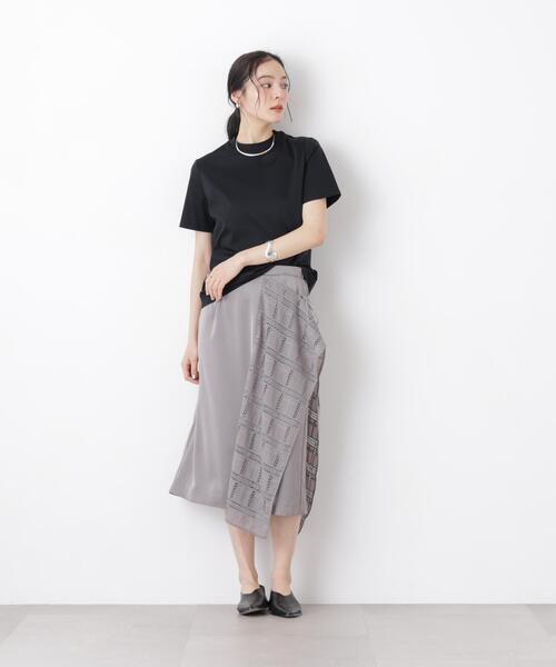 NANO universe(ナノユニバース)の「DressT/シルケットスムースモックネックTシャツ(Tシャツ/カットソー・レディース・ホワイト/ブラック/グレー系その他4・M/S)」の8枚目の写真