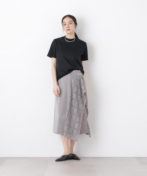 NANO universe(ナノユニバース)の「DressT/シルケットスムースモックネックTシャツ(Tシャツ/カットソー・レディース・ホワイト/ブラック/グレー系その他4・M/S)」の11枚目の写真