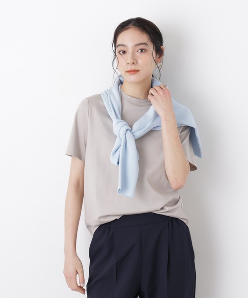 NANO universe(ナノユニバース)の「DressT/シルケットスムースモックネックTシャツ(Tシャツ/カットソー・レディース・ホワイト/ブラック/グレー系その他4・M/S)」の3枚目の写真