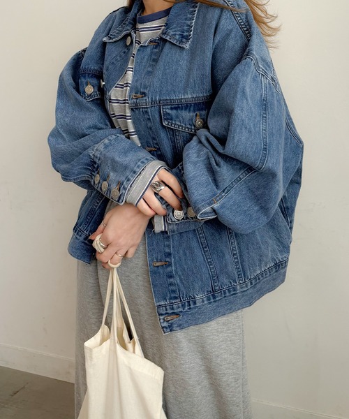 PICHI（ピイチ）の「ルーズデニムジャケット（デニムジャケット・レディース・ブラック/ブルー・FREE）」の17枚目の写真