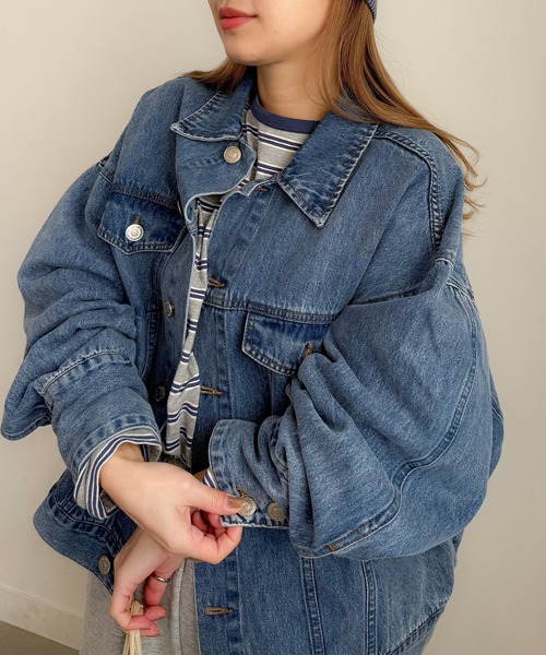 PICHI（ピイチ）の「ルーズデニムジャケット（デニムジャケット・レディース・ブラック/ブルー・FREE）」の14枚目の写真