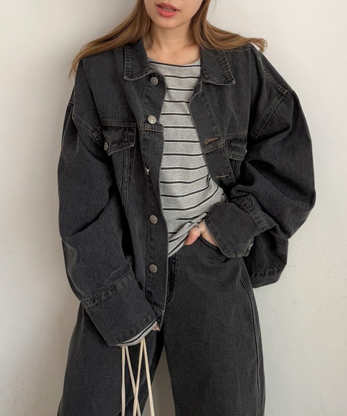 PICHI（ピイチ）の「ルーズデニムジャケット（デニムジャケット・レディース・ブラック/ブルー・FREE）」の11枚目の写真