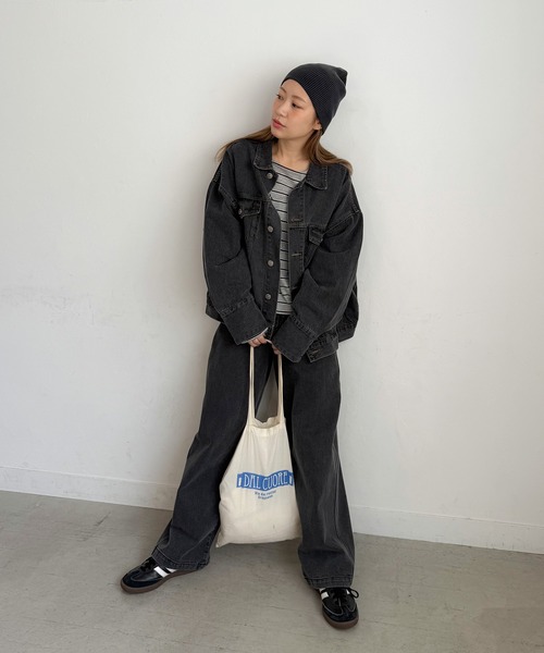 PICHI（ピイチ）の「ルーズデニムジャケット（デニムジャケット・レディース・ブラック/ブルー・FREE）」の9枚目の写真