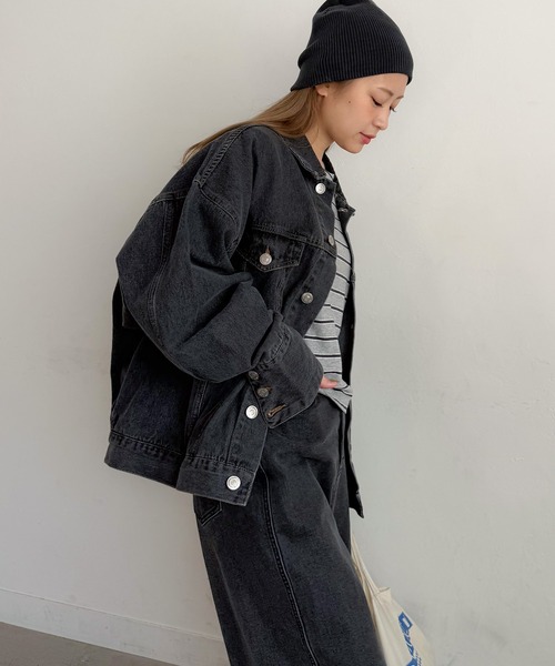 PICHI（ピイチ）の「ルーズデニムジャケット（デニムジャケット・レディース・ブラック/ブルー・FREE）」の8枚目の写真