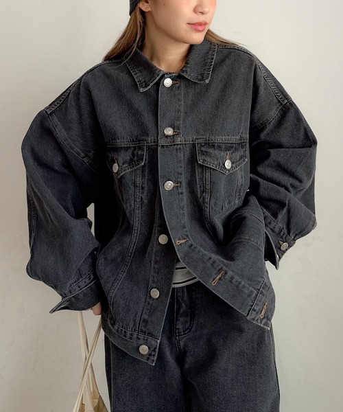 PICHI（ピイチ）の「ルーズデニムジャケット（デニムジャケット・レディース・ブラック/ブルー・FREE）」の3枚目の写真