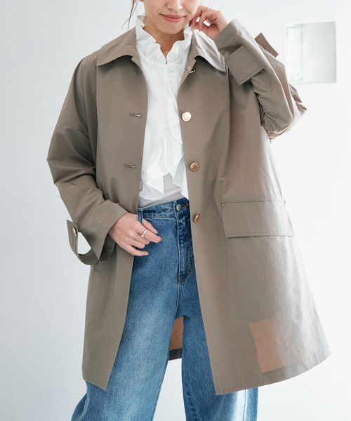 IENA（イエナ）の「《一部カラー別注》MACKINTOSH/マッキントッシュ HUMBIE MB L261HI1158BGALK（ステンカラーコート・レディース・ネイビー/ライトグレー・38/36）」の2枚目の写真