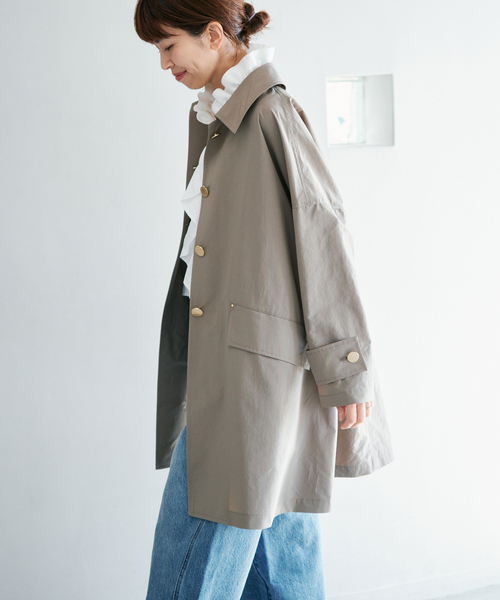 IENA（イエナ）の「《一部カラー別注》MACKINTOSH/マッキントッシュ HUMBIE MB L261HI1158BGALK（ステンカラーコート・レディース・ネイビー/ライトグレー・38/36）」の5枚目の写真