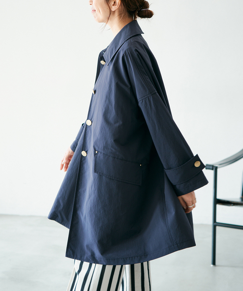 IENA（イエナ）の「《一部カラー別注》MACKINTOSH/マッキントッシュ HUMBIE MB L261HI1158BGALK（ステンカラーコート・レディース・ネイビー/ライトグレー・38/36）」の21枚目の写真