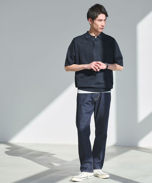 green label relaxing(グリーンレーベルリラクシング)の「BREEZY ペーパー 半袖 ポロシャツ -ハンドウォッシャブル・抗菌・通気性-(ベスト・メンズ・ダークグリーン/ネイビー/マスタード・XL/L/M/S)」の5枚目の写真