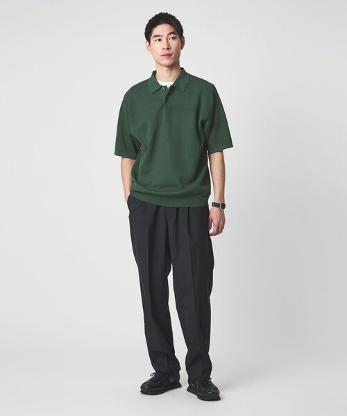 green label relaxing(グリーンレーベルリラクシング)の「BREEZY ペーパー 半袖 ポロシャツ -ハンドウォッシャブル・抗菌・通気性-(ベスト・メンズ・ダークグリーン/ネイビー/マスタード・XL/L/M/S)」の8枚目の写真