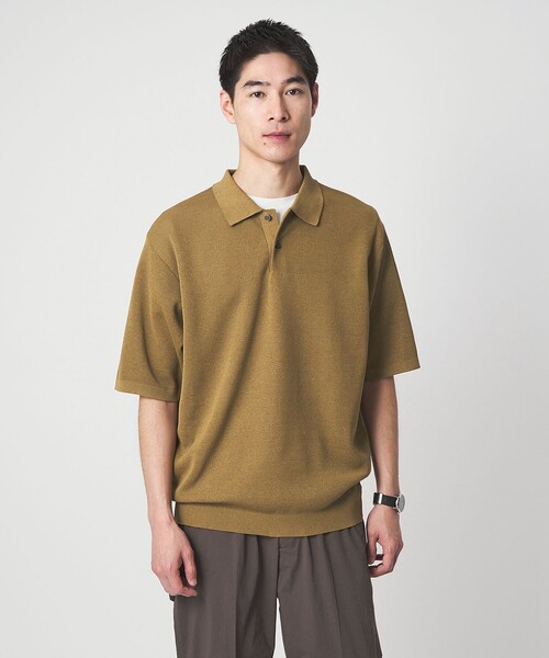 green label relaxing(グリーンレーベルリラクシング)の「BREEZY ペーパー 半袖 ポロシャツ -ハンドウォッシャブル・抗菌・通気性-(ベスト・メンズ・ダークグリーン/ネイビー/マスタード・XL/L/M/S)」の9枚目の写真