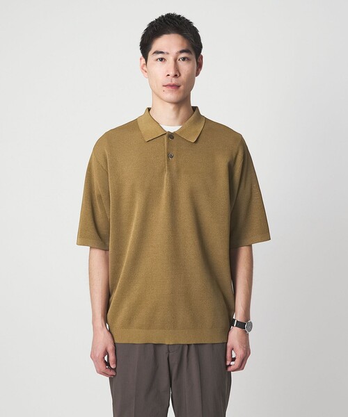 green label relaxing(グリーンレーベルリラクシング)の「BREEZY ペーパー 半袖 ポロシャツ -ハンドウォッシャブル・抗菌・通気性-(ベスト・メンズ・ダークグリーン/ネイビー/マスタード・XL/L/M/S)」の13枚目の写真