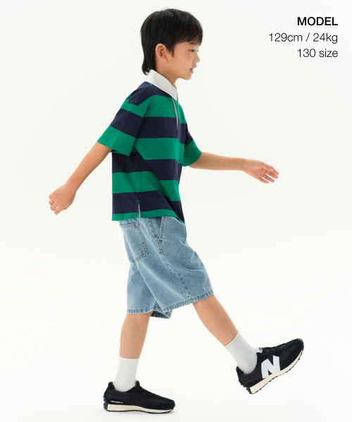 MUSINSA STANDARD KIDS（ムシンサスタンダードキッズ）の「ワンタックワイドデニムショーツ [ライトインディゴ]（その他パンツ・レディース・その他・110/120/130/140/150/160/100）」の2枚目の写真