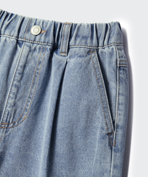 MUSINSA STANDARD KIDS（ムシンサスタンダードキッズ）の「ワンタックワイドデニムショーツ [ライトインディゴ]（その他パンツ・レディース・その他・110/120/130/140/150/160/100）」の7枚目の写真