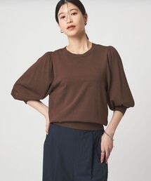 【WEB限定】<at ease>袖ボリューム ニット ウォッシャブル 接触冷感 UVカット 遮熱