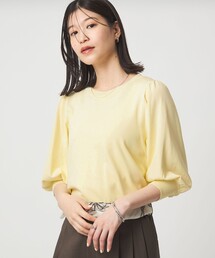 【WEB限定】<at ease>袖ボリューム ニット ウォッシャブル 接触冷感 UVカット 遮熱