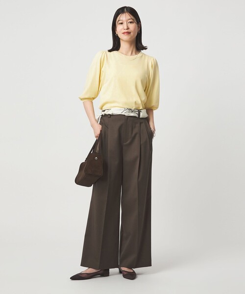 green label relaxing(グリーンレーベルリラクシング)の「【WEB限定】<at ease>袖ボリューム ニット ウォッシャブル 接触冷感 UVカット 遮熱(ニット/セーター・レディース・ブラック/ホワイト/ダークブラウン/イエロー・FREE)」の20枚目の写真