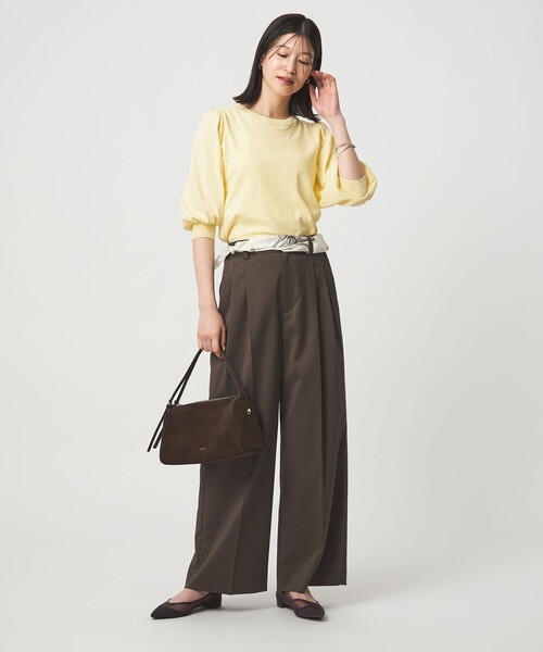 green label relaxing(グリーンレーベルリラクシング)の「【WEB限定】<at ease>袖ボリューム ニット ウォッシャブル 接触冷感 UVカット 遮熱(ニット/セーター・レディース・ブラック/ホワイト/ダークブラウン/イエロー・FREE)」の21枚目の写真