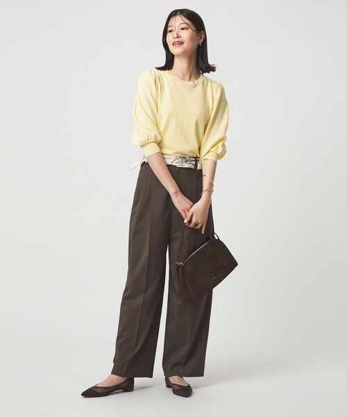 green label relaxing(グリーンレーベルリラクシング)の「【WEB限定】<at ease>袖ボリューム ニット ウォッシャブル 接触冷感 UVカット 遮熱(ニット/セーター・レディース・ブラック/ホワイト/ダークブラウン/イエロー・FREE)」の22枚目の写真